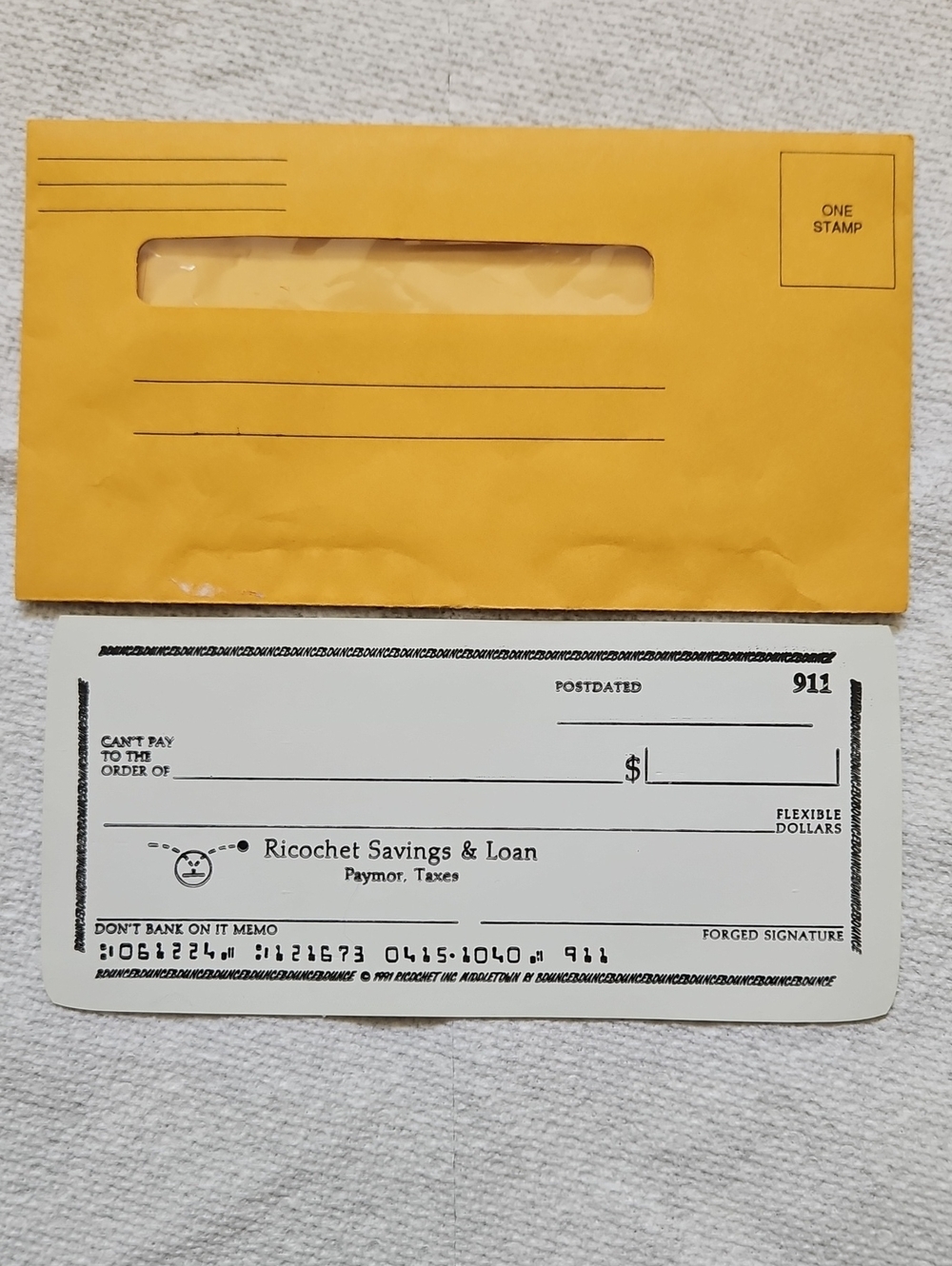 Rubber "Bounced" Checks Gag Gift Humor - Vintage - 2 Set